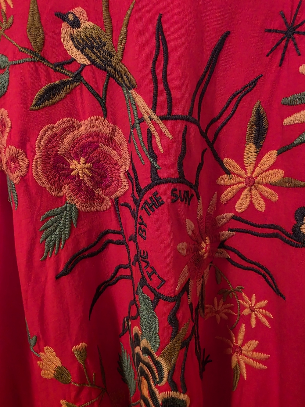 Johnny Was Bright Pink Embroidered Floral Tee - Picture 2 of 4